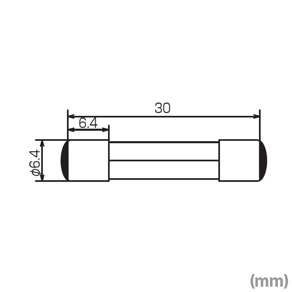 FGBOガラス管ヒューズ 1個 (定格: AC250V 0.8A) (長さ: 3cm) NN