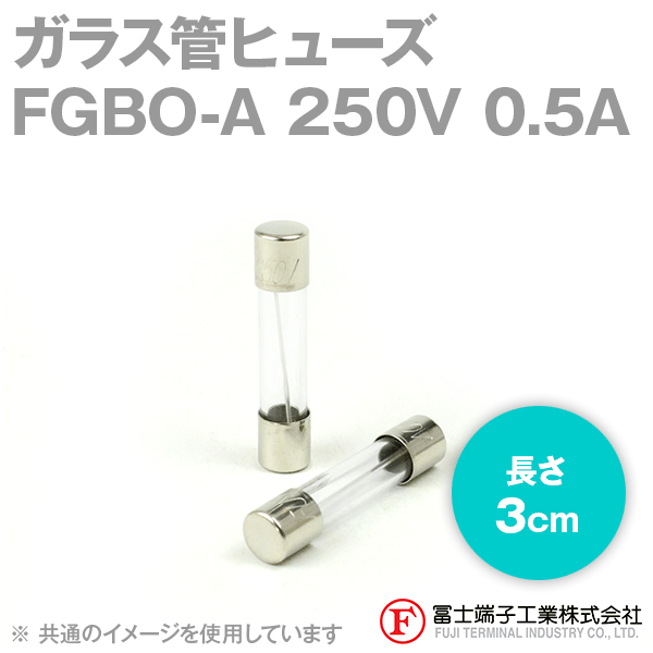 FGBO-Aガラス管ヒューズ 1個 (定格: AC250V 0.5A) (長さ: 3cm) NN