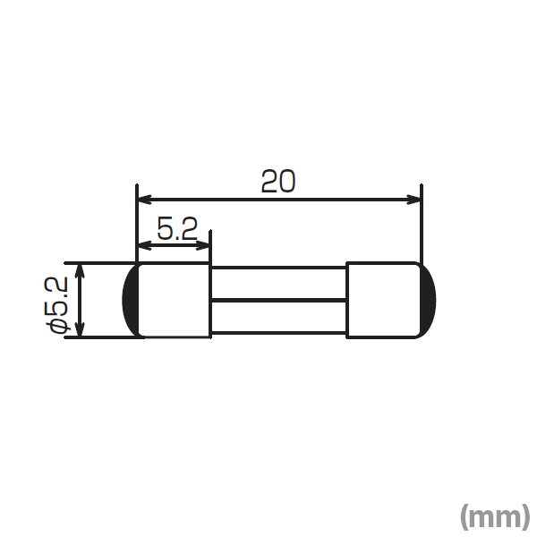 FGMBガラス管ヒューズ 1個 (定格: AC250V 0.2A) (長さ: 2cm) NN
